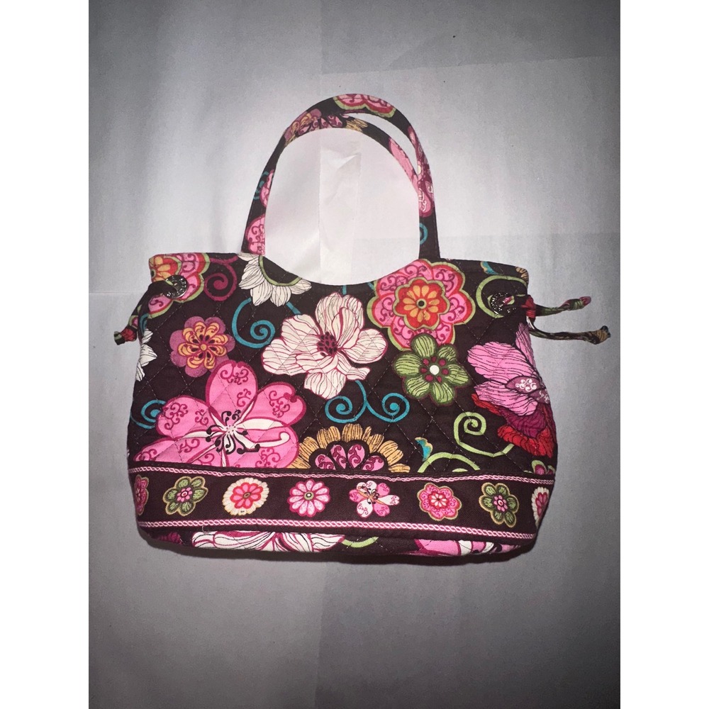 Vera Bradley Mod Floral Pink Quilted Cotton Floral Handbag Tote Purple Pink